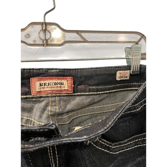 MEK Denim Darjeeling Cigarette Embroidered Studded Denim Jeans Size 28 Low Rise - Picture 5 of 7